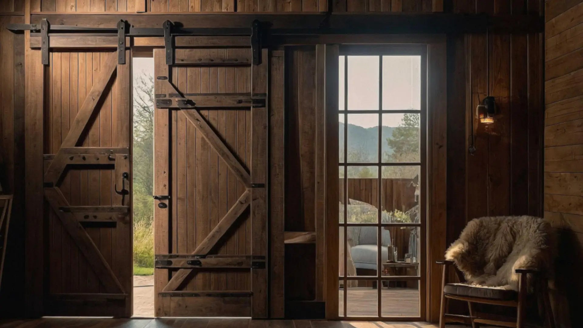 K-Barn Doors with Hanging Track for a Rustic Look