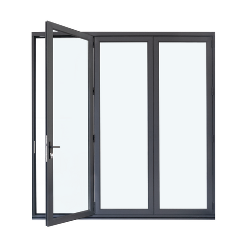 A black folding door