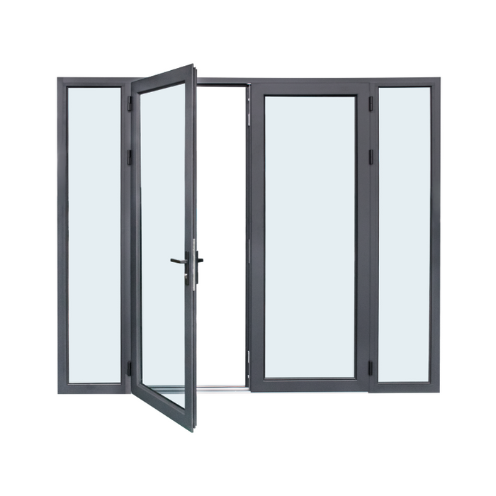 A black folding door