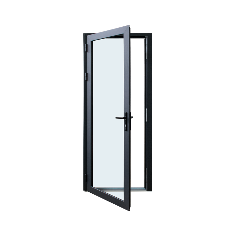 External aluminium sliding doors with modern black frame finish on a white background