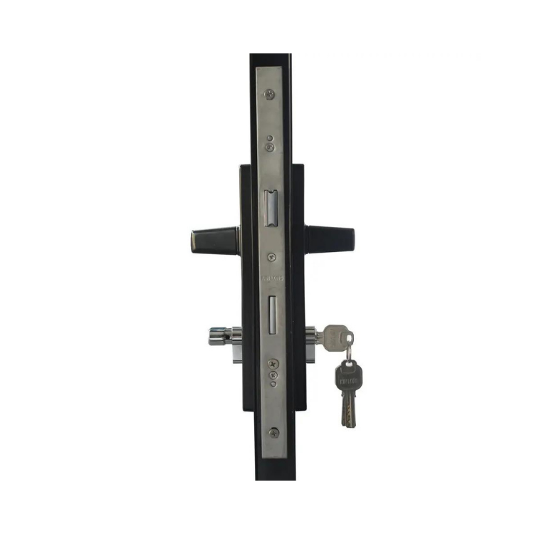 External aluminium sliding doors with security lock mechanism