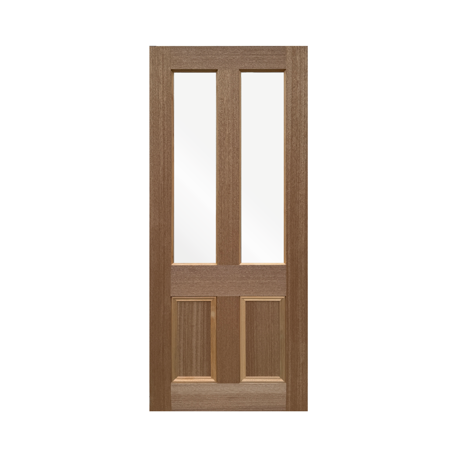 Meranti 2P2L entrance doors front view timber finish