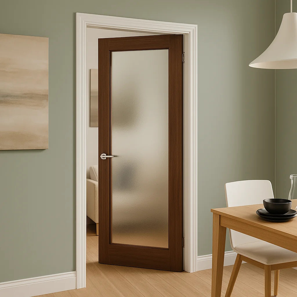 Side profile of solid Meranti internal door construction INSTALLED IN INTERIOR