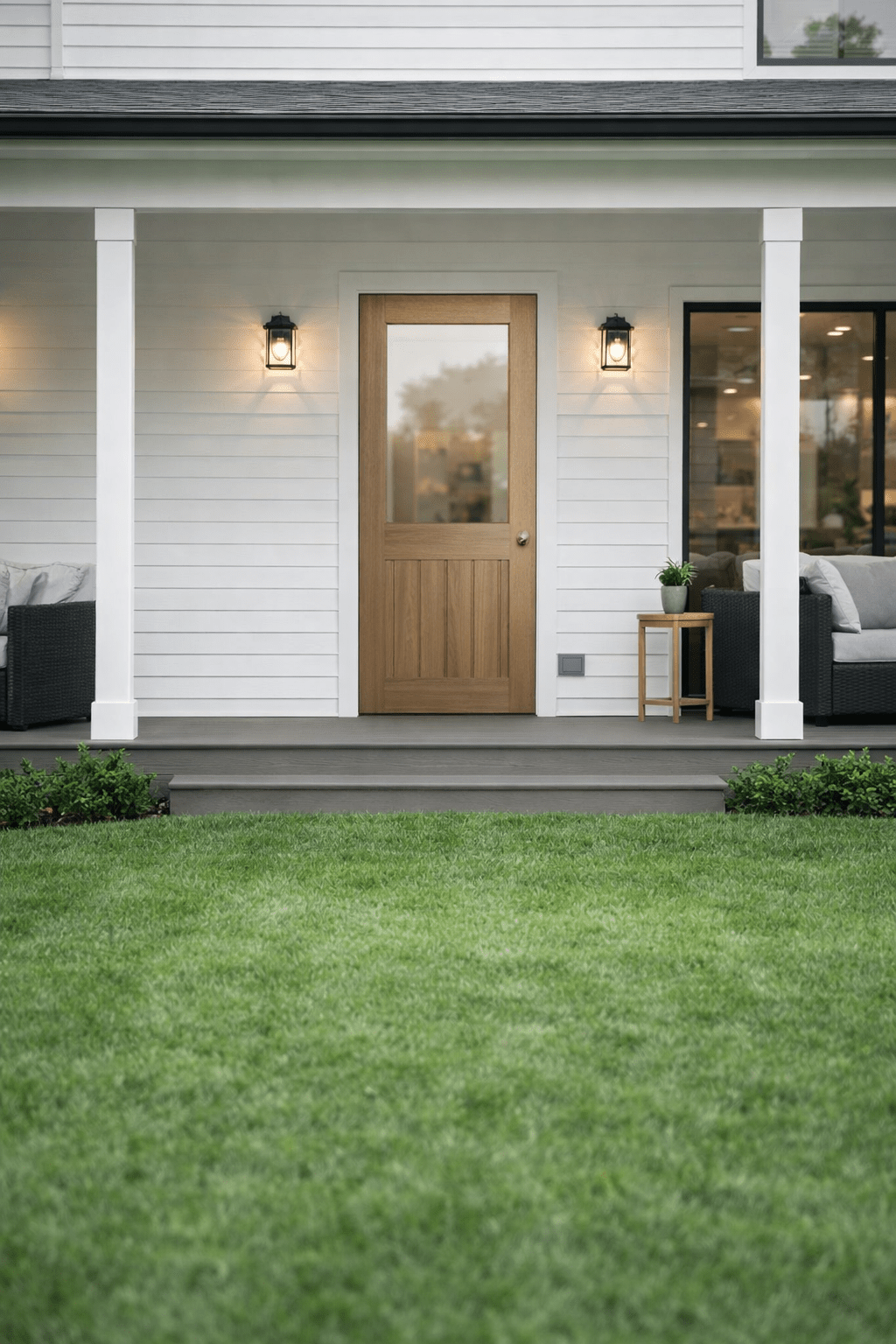 Half Lite Front Timber Door - White Mexicano - Shield Doors & Windows