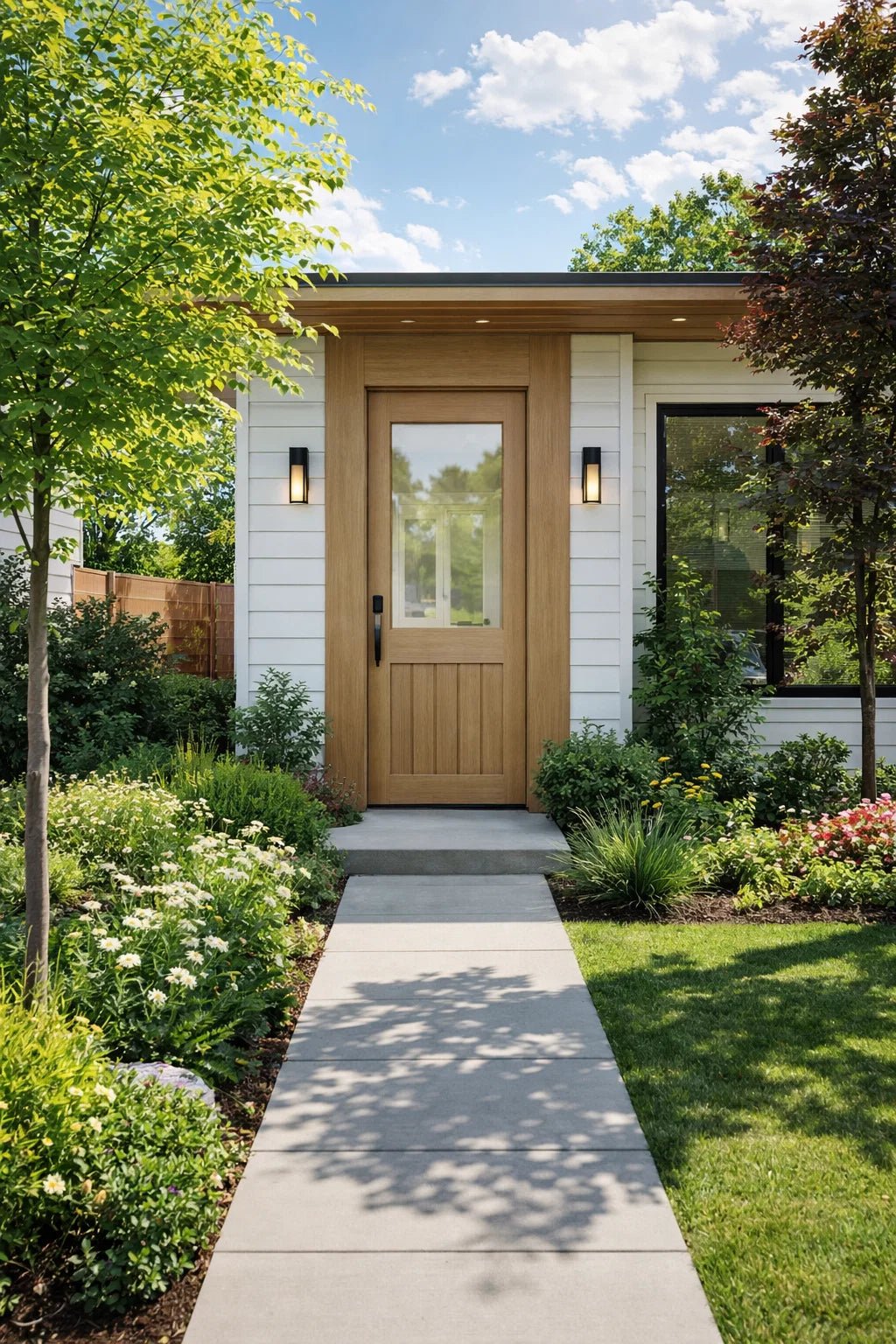 Half Lite Front Timber Door - White Mexicano - Shield Doors & Windows