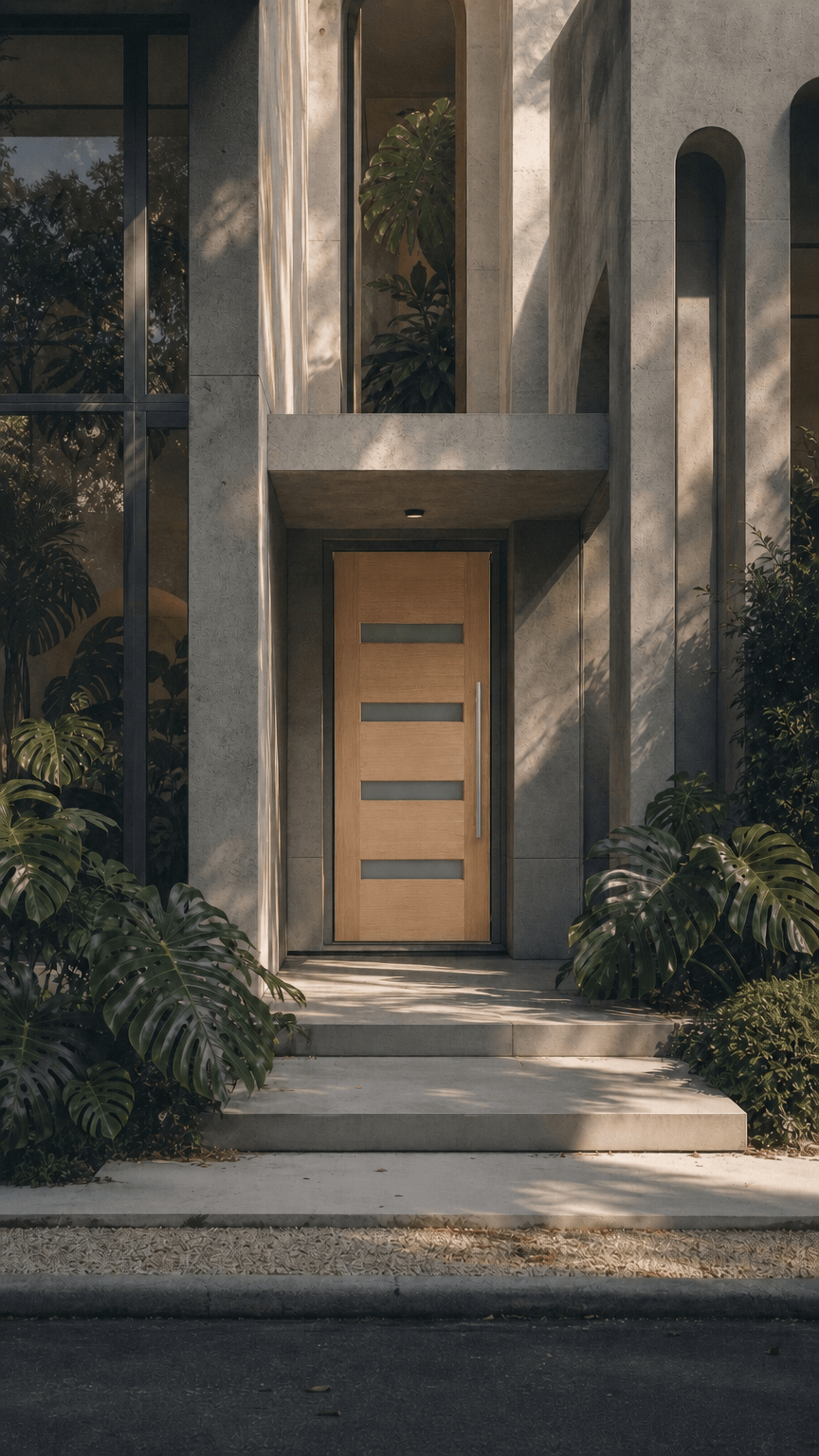 Timber and Glass Front Door - Mailbu - Shield Doors & Windows