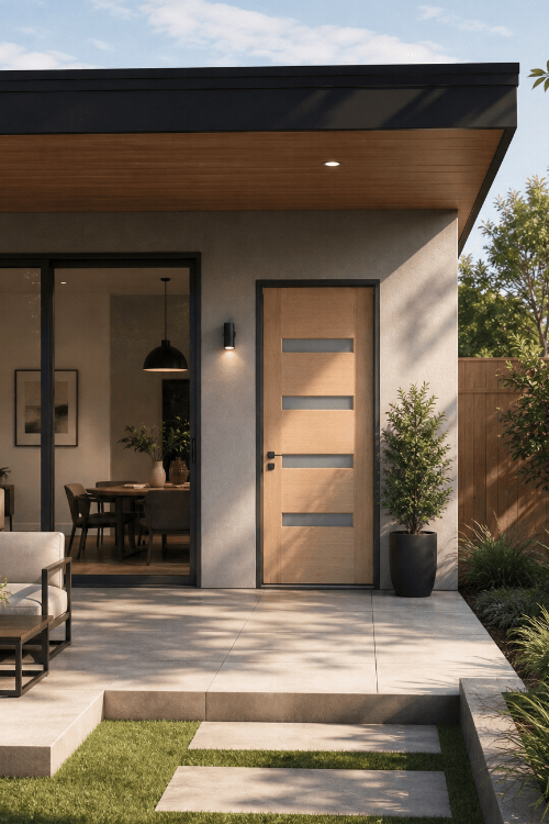 Timber and Glass Front Door - Mailbu - Shield Doors & Windows